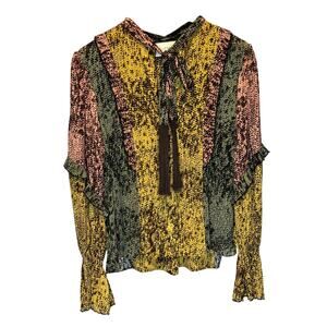 Alexis Ruffle Blouse in Amazonian Print - size Medium